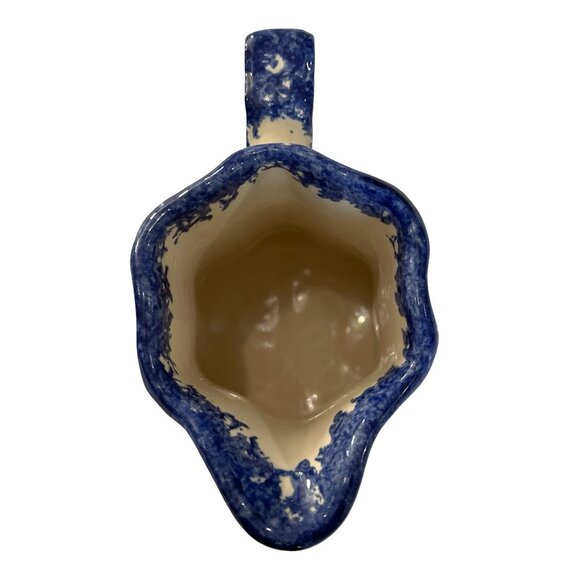 Molly Dallas Pottery Blue Spatterware Folk Art Cow Rooster Pitcher Jug Carafe - Picture 5 of 10